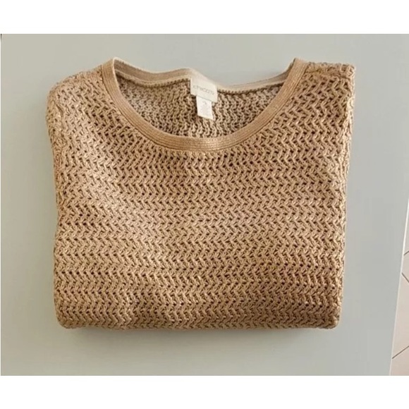 Chico’s loose knit crew neckline sweater! Copper metallic reflections, Size Med - Picture 10 of 15